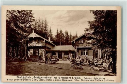 Brotterode Gasthaus Waldschänke Dreiherrenstein am Rennsteig J.V.v. Denkmal