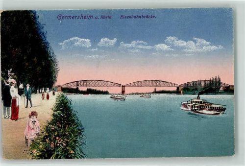 Germersheim Eisenbahnbrücke Raddampfer