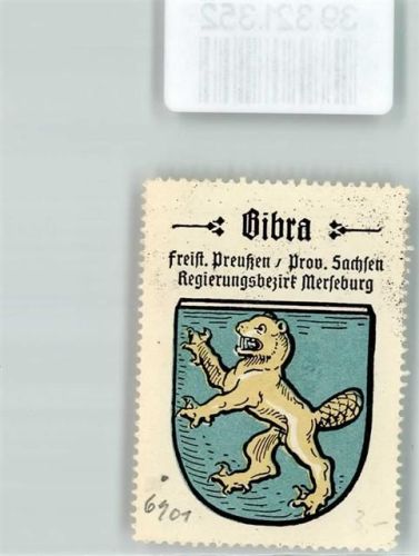 07768 O6901 Bibra b Jena - Vignette Wappen Freist. Preußen Prov. Sachsen Regierungsbezirk Merseburg