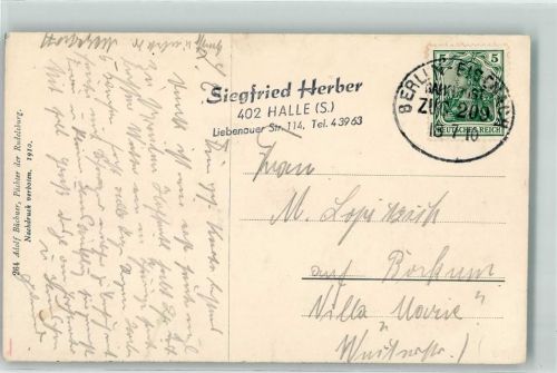 O5900 Eisenach , Thür Berlin - Eisenach Zug 209 Rudelsburg Saale Bahnpoststempel 1910
