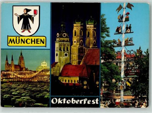 W8000 München Pauluskirche Münchner Wappen Maibaum Oktoberfest Oktoberfest