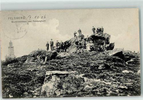 Feldberg 1906 Brunhildisfelsen und Feldbergturm Wanderer