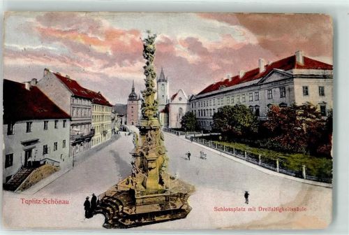 Teplice Schlossplatz mit Dreifaltigkeitssäule