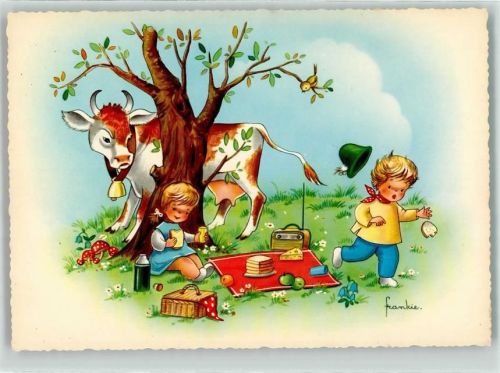 Kinder Picknick, Kuh Kofferradio sign. Frankie AK