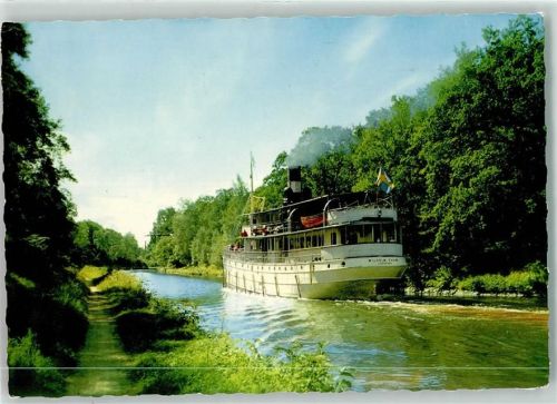 Göta Kanal Karlsbirg SchiffWillhelm Fahne Blau Gelb