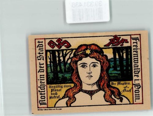 Freienwalde Chociwel Geldschein Notgeld 25 Pfennig Mädchenportrait Ausland
