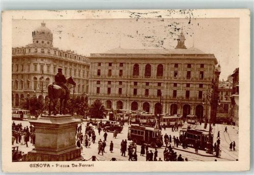 Genova Piazza de Ferrari Omnibus Straßenbahn Oldtimer