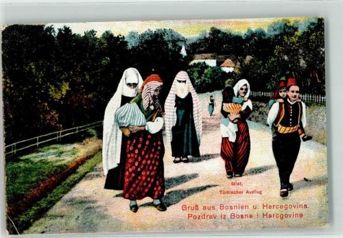 Türkischer Ausflug Tracht Motiv Bosnien-Herzegowina 1918