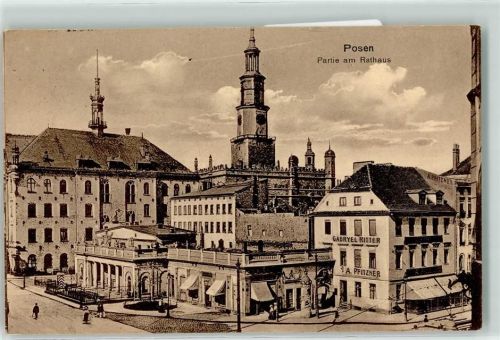 Posen 1914 am Rathaus Feldpost WK I Königl. Preussisches 2. Pom. Feldartl. Regiment Nr 17
