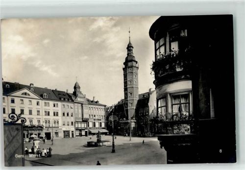Gera Marktplatz Litfaßsäule Brunnen Rathaus
