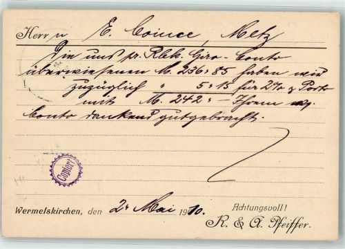 Wermelskirchen 1910 Schuh-Fabrik Pfeiffer Postkarte