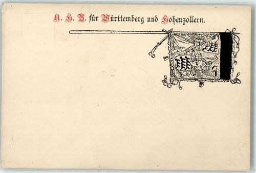 Für Württemberg und Hohenzollern AK Gestickte Fahne 1899