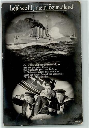 1915 Serie 636-2 Leb wohl mein Heimatland Kriegsschiff Matrosen Vers AK
