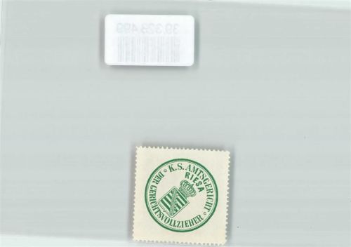 Riesa Amtsgericht Sachsen Wappen Krone Gerichtsvollzieher Grün Weiß