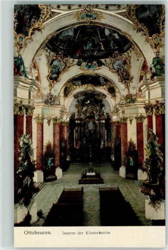 87724 W8942 Ottobeuren - Goldfenster-AK Klosterkirche Innenanicht