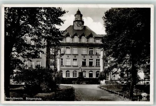 01877 O8500 Bischofswerda Gebrauchsspuren Bürgerschule Uhr