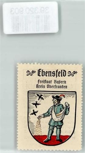 96250 W8629 Ebensfeld Vignette Wappen Kaffee Hag ca. 1920-1940 Bauer Vögel