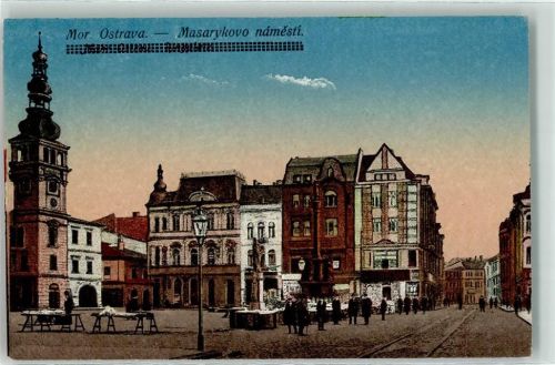 Ostrava Ostrau - Masarykovo namesti Marktplatz Säule Kirche