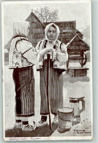 1918 Galizische Frauen sign.Franz Schmidt Feldpost III Batallion 10 Kompanie