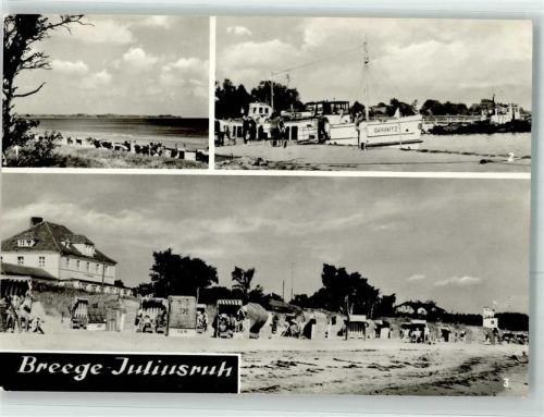 Breege Strand Hafen mit Schiff Granitz HOG Dünenhaus