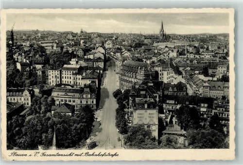 Plauen 1941 Bahnhofstraße Gesamtansicht Straßenbahn