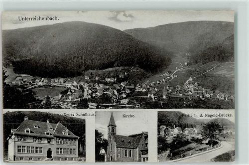 Unterreichenbach Neues Schulhaus Kirche Nagold-Brücke