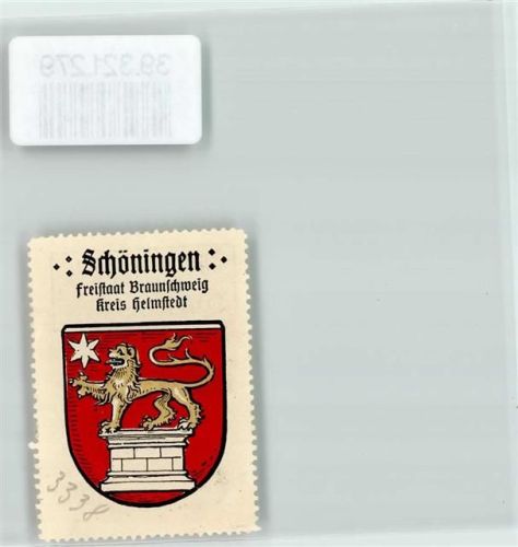 38364 W3338 Schöningen Vignette Wappen Kaffee Hag ca. 1920-1940 Löwendenkmal