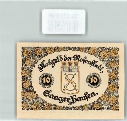 Sangerhausen Notgeld 10 Pfennig Rosenstadt Wappen Türme