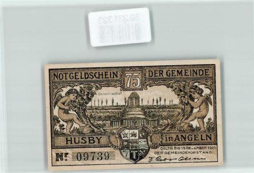 Husby Notgeld 75 Pfennig Engel Ehrenfriedhof