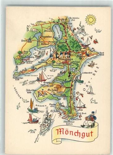 Mönchgut Vogelschau Landkarte Ostsee Mönchgut Zeichnung Hoppe