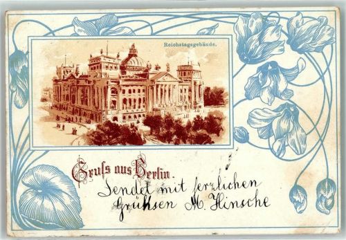 10115 W1000 Tiergarten 1902 Lithographie Reichstag