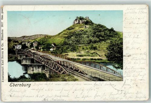 Bad Münster-Ebernburg 1902 Goldfenster-AK Burg Ebernburg