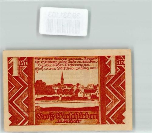Großwirschleben Notgeld 1 Mark Kirche