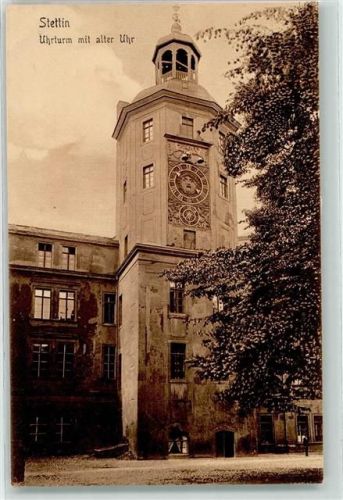 Stettin Szczecin - Uhrturm mit alter Uhr
