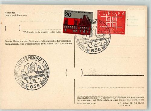 Deggendorf Sonderstempel XVI Landesverbandstag Bayerischer Philatelisten 15 Jahre Briefmarkenfreunde Mischfrankatur
