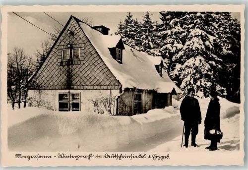 Deutscheinsiedel Berghaus Morgensonne Winterpracht
