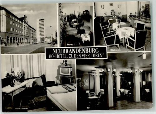 Neubrandenburg HO-Hotel Zu den vier Toren Foyer Klubraum Bar Fremdenzimmer Fernseher