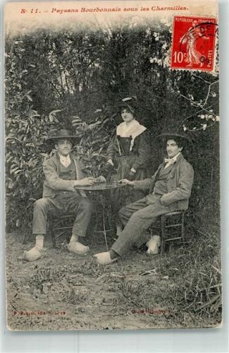 Moulins 1909 Paysans Bourbonnais sous les Charmilles Tracht Ort handschriftlich