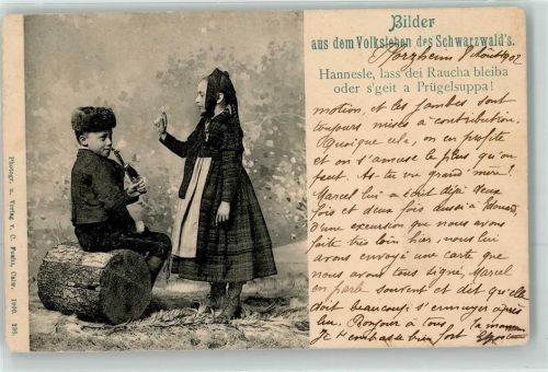 1902 Tracht Kinder Pfeife Spruch