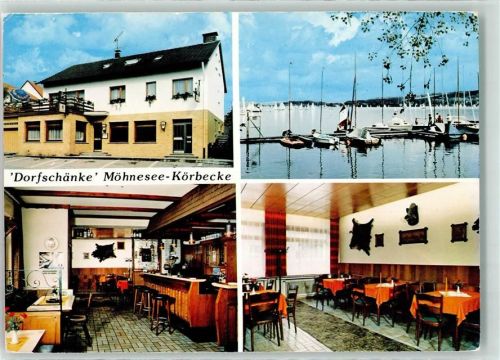 Körbecke Dorfschänke Gastraum Möhnesee Segelboote Informationskarte