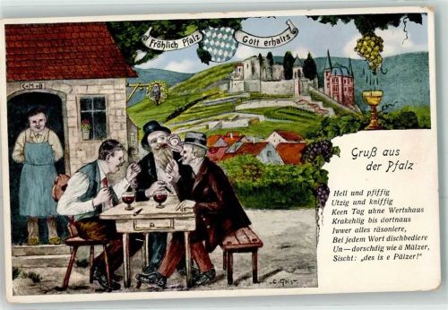 Gruß aus der Pfalz Spruch sign.C.Grist Verlag Hartmann Nr.25091