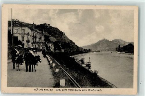 Königswinter 1918 Blick vom Rolandseck zum Drachenfels