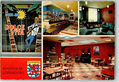 Luxembourg Dolce Vita Gasthaus Bar Klavier Wappen Sinalco