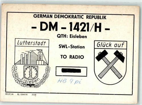 Lutherstadt Eisleben 1963 Stadtwappen Funkfrequenzkarte DM1421H