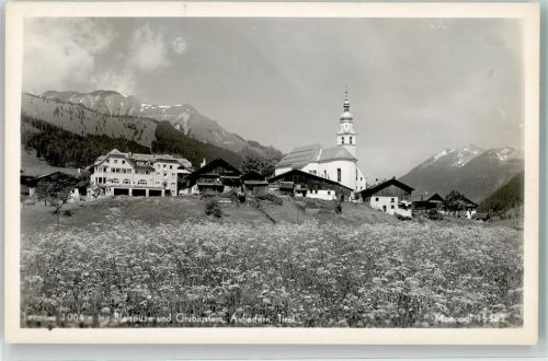Lermoos 1954 mit Dorfkirche St. Katharina Bleispitze Grubigstein und Außerfern