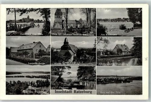 Ratzeburg Blick z. Döm Blick z. Wasserturm Fischerei Kirche St. Georgsberg Küchensee Walkmühle
