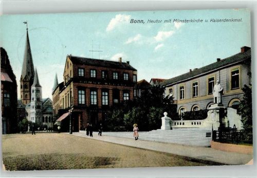 Bonn 1912 Neutor mit Münsterkirche u. Kaiserdenkmal