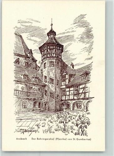 Ansbach Der Behringershof Pfarrhof von St. Gumbertus sign. W. Mittemeyer