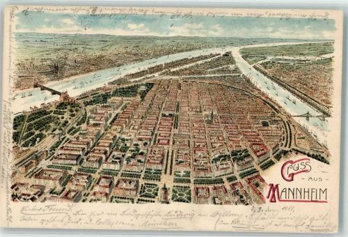 Mannheim 1901 Vogelschau