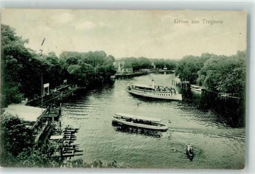 Treptow 1908 Fahrgastschiffe auf der Spree